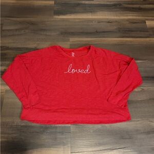 Womens Secret Treasures Red 'Loved' Long Sleeve Top Size 3X